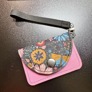 Cork Card Wallet Womens Floral Butterfly Pink Wristlet Coin Purse Holder